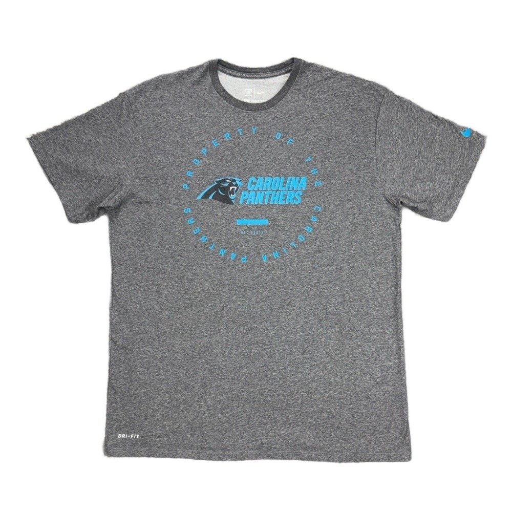 Carolina Panthers Men's L Gray Nike Dri-Fit T-Shirt NFL Equip Cotton Blend 2018